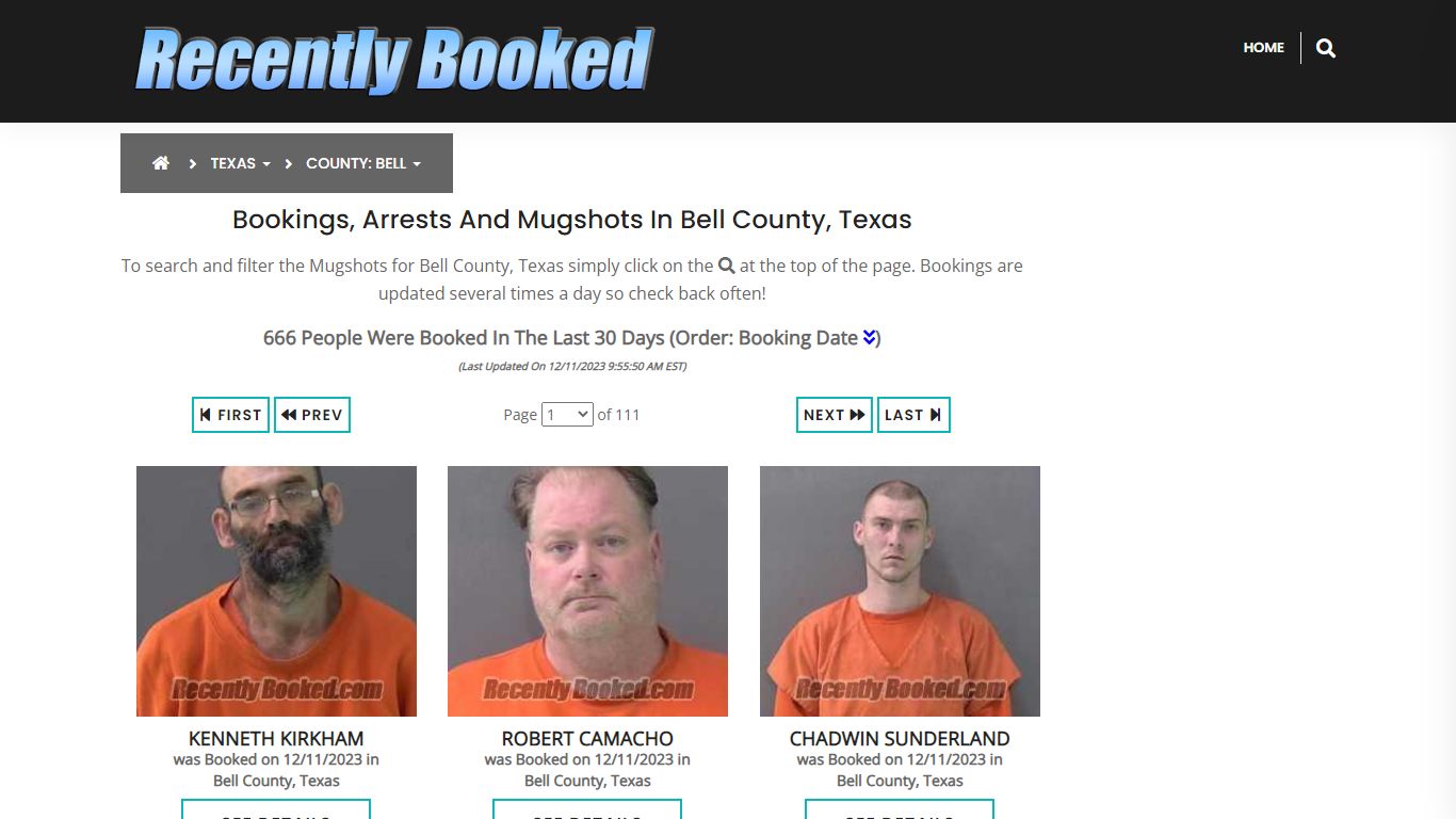 Recent bookings, Arrests, Mugshots in Bell County, Texas - Recently Booked